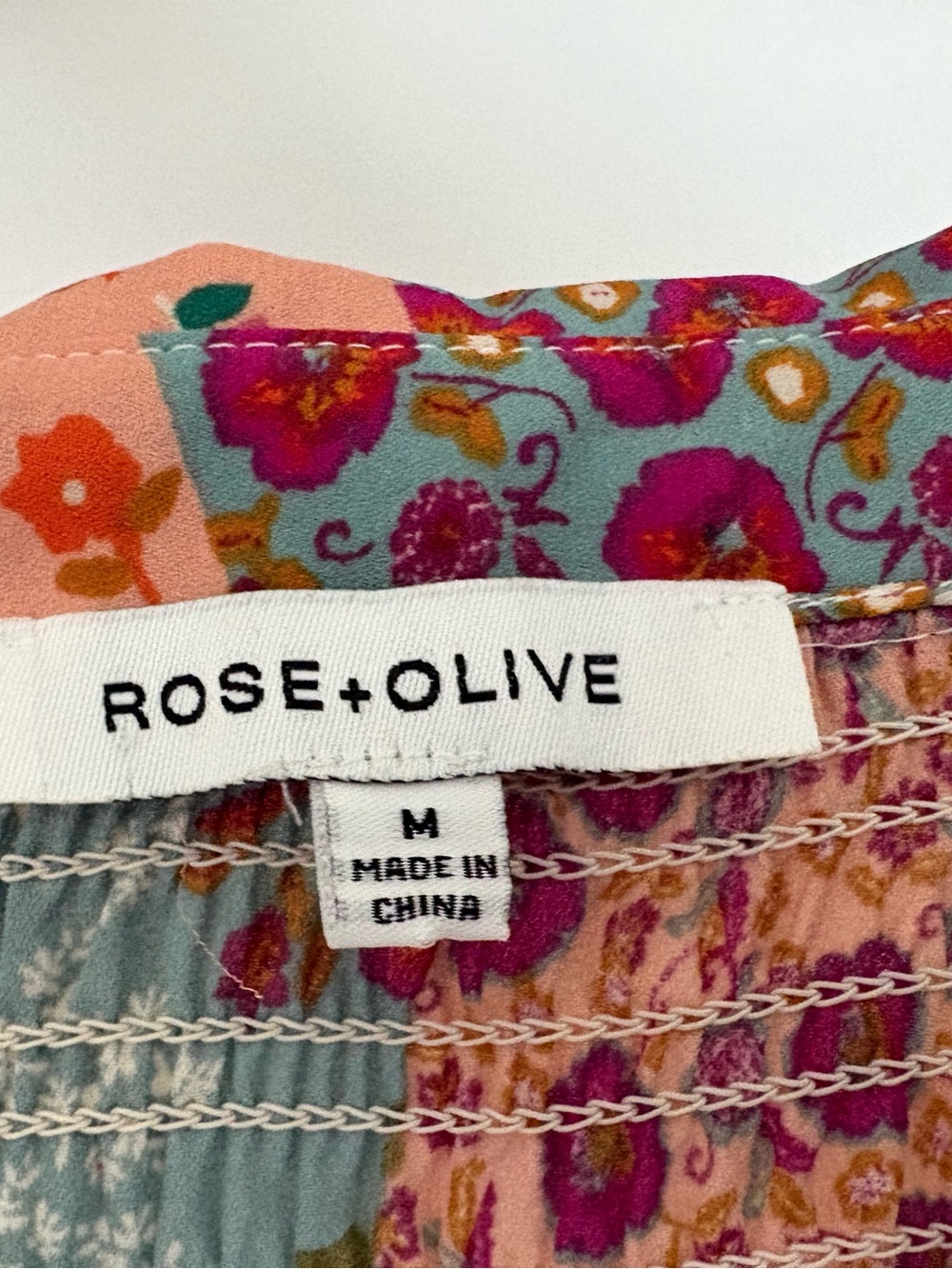 Rose & Olive Patchwork Boho Top M - Picture 6 of 7